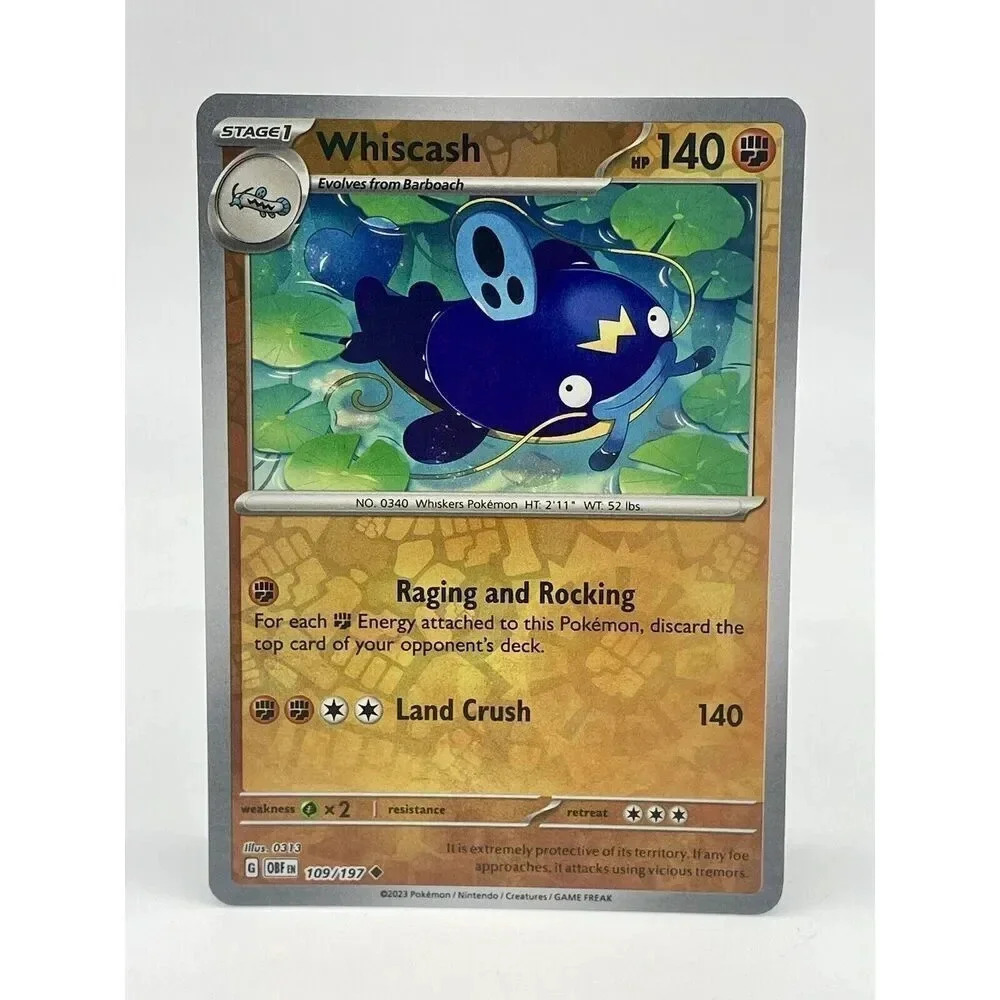 Whiscash 109/197 Reverse Holo Obsidian Flames SV03 Pokemon TCG Mint Unplayed